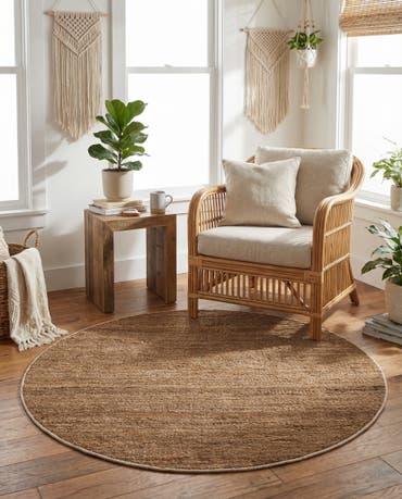  5' 3 x 5' 3  Hand Woven Palm Beach Jute Round Rug