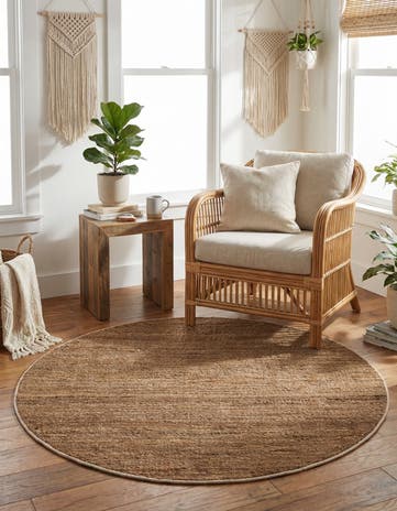 5' 3 x 5' 3 Hand Woven Palm Beach Jute Round Rug