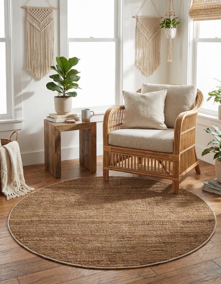 5' 3 x 5' 3 Hand Woven Palm Beach Jute Round Rug