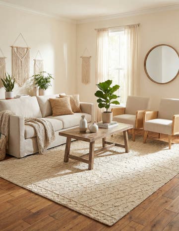 Ivory Hand Woven Larsa Jute Square Rug