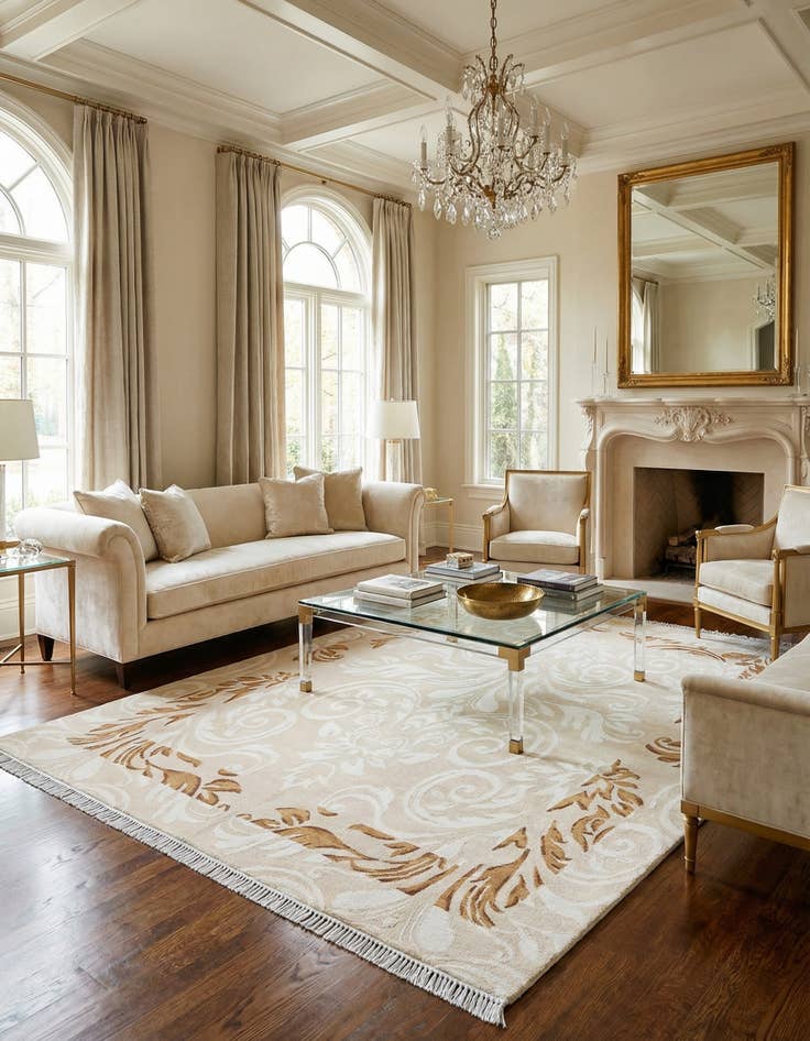 Detail image of  5' 8 x 8'  Hand Knotted Darya Wool Rug