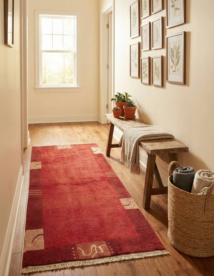 Detail image of  2' 4 x 4' 7  Hand Knotted Nepal Wool Runner Rug