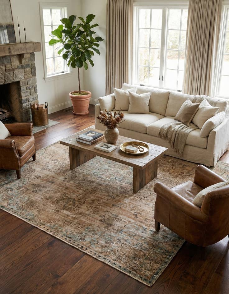 Detail image of 6' 9 x 9' 7  Hand Knotted Ultra Vintage Persian Wool Rug