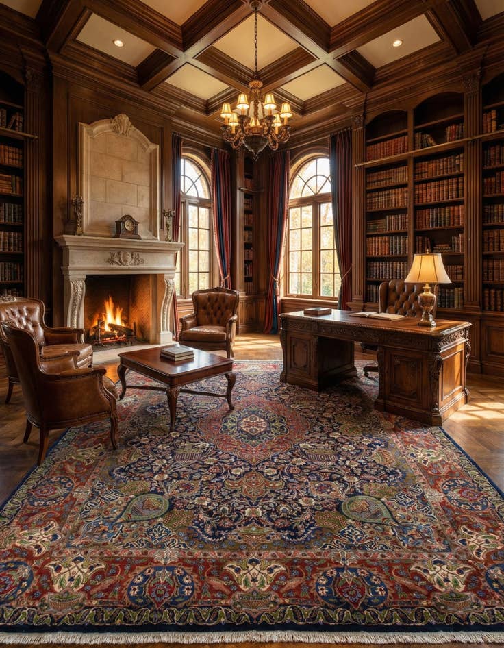 Detail image of 9' 9 x 12' 6 Hand Knotted Kashmar Persian Wool Rug