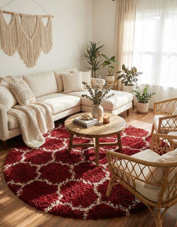 7' 10 x 7' 10 Lattice Shag Round Rug