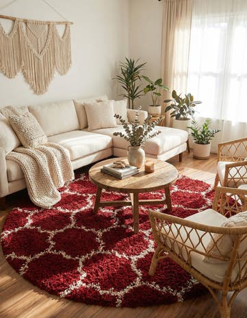 7' 10 x 7' 10 Lattice Shag Round Rug