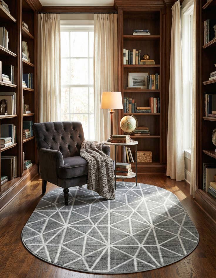 Detail image of  5' 3 x 8' Lattice Trellis Oval Rug