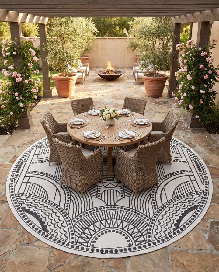 365cm x 365cm Facile à nettoyer Traditional Tapis Intérieur / Extérieur Rond