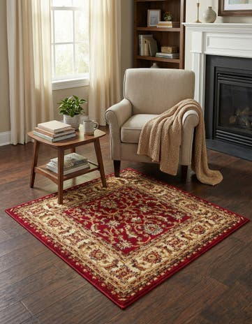Red Aditi Square Rug