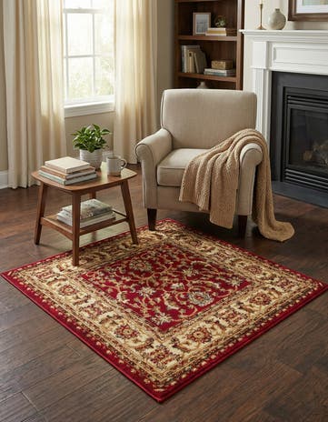 Red Aditi Square Rug