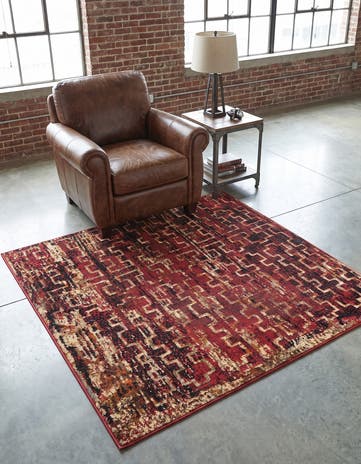 Burgundy Saturn Square Rug