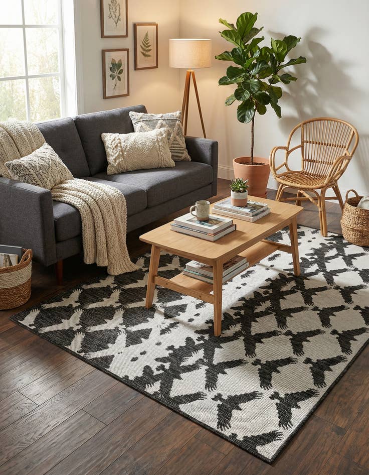 Detail image of 4' x 6'  Washable Modern Indoor / Outdoor Rug