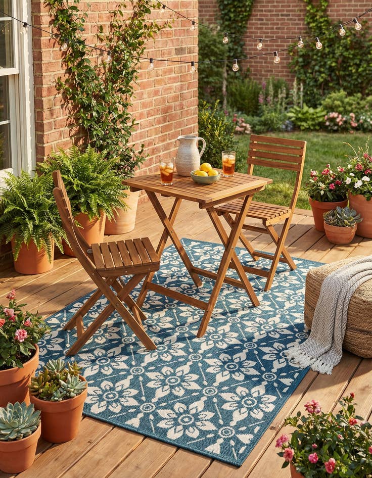 Detail image of 4' x 6' Easy-Clean Trellis Indoor / Outdoor Rug