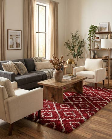  9' x 12' Lattice Shag Rug