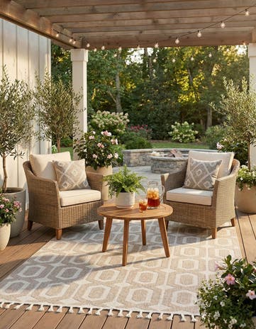 5' 3 x 7' 8 Easy-Clean Lattice Indoor / Outdoor Rug