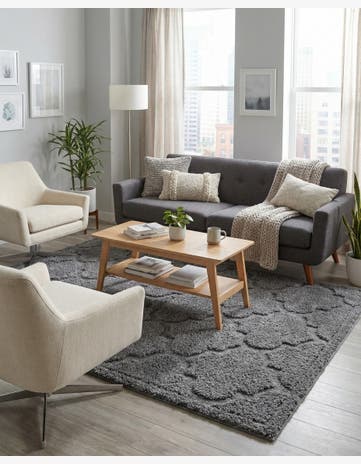 Dark Gray Trellis Shag Rug