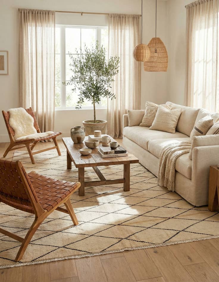 Detail image of 5' 10 x 7' 11  Hand Knotted Moroccan Wool Rug