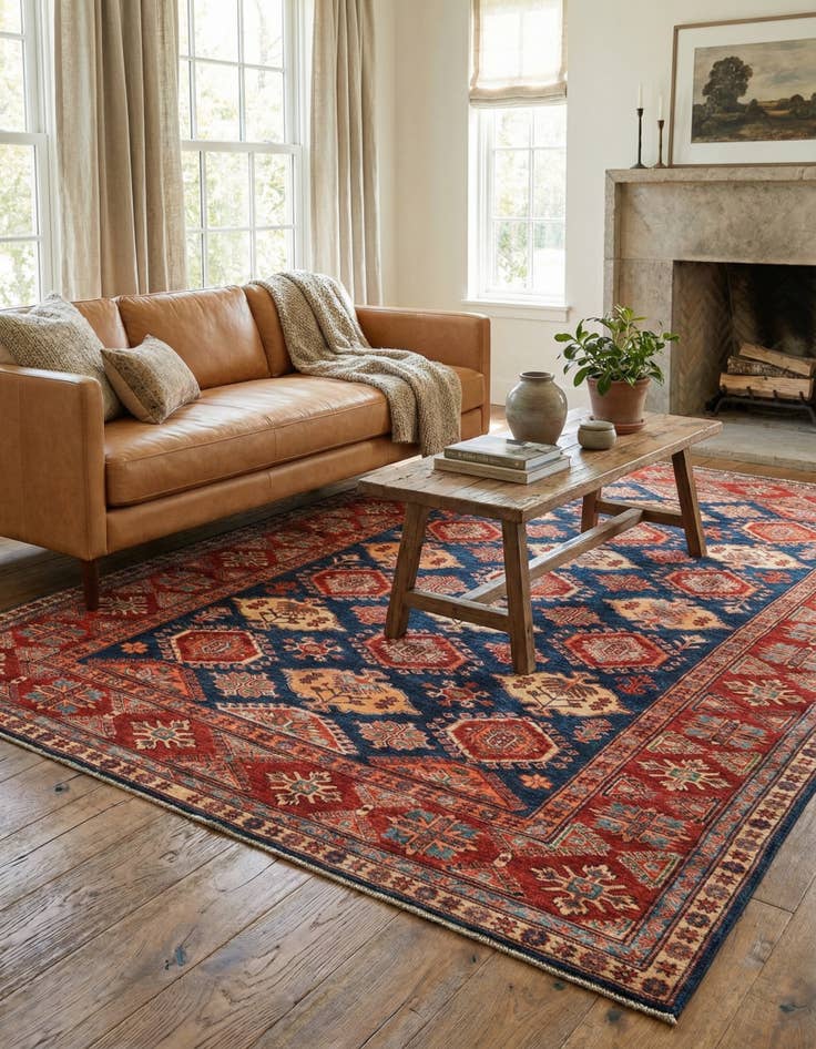 Detail image of 6' 6 x 10'  Hand Knotted Kazak Oriental Rug