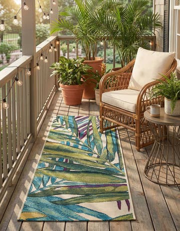 2' x 5' Easy-Clean Botanical Indoor / Outdoor Runner Rug