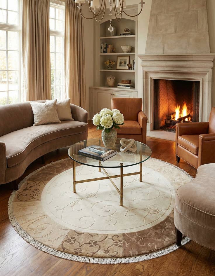 Detail image of 6' 7 x 6' 7  Hand Knotted Darya Wool Round Rug