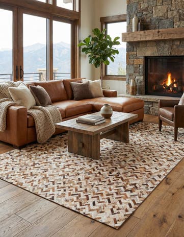 8' 3 x 10' Cowhide Leather Rug