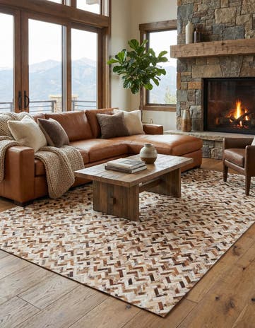 8' 3 x 10' Cowhide Leather Rug