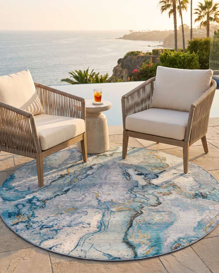 5' 3 x 5' 3 Easy-Clean Modern Indoor / Outdoor Round Rug