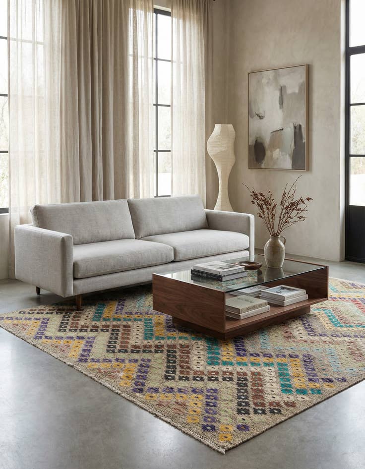 Detail image of 6' 4 x 7' 8  Hand Knotted Kilim Modern Wool Rug