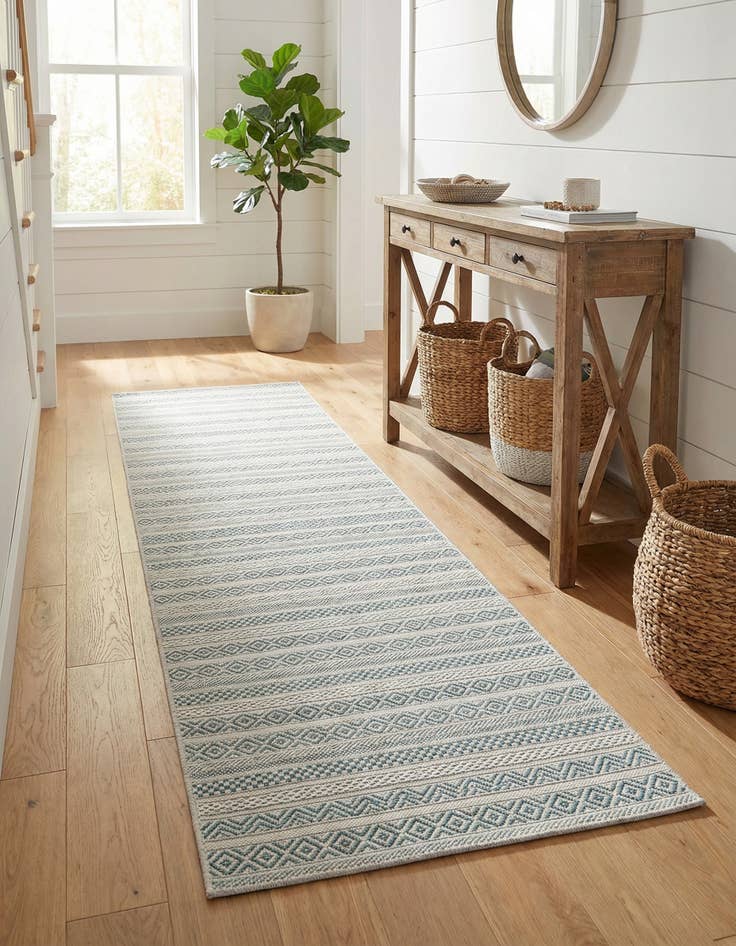 Detail image of 2' 7 x 12' Easy-Clean Striped Indoor / Outdoor Runner Rug