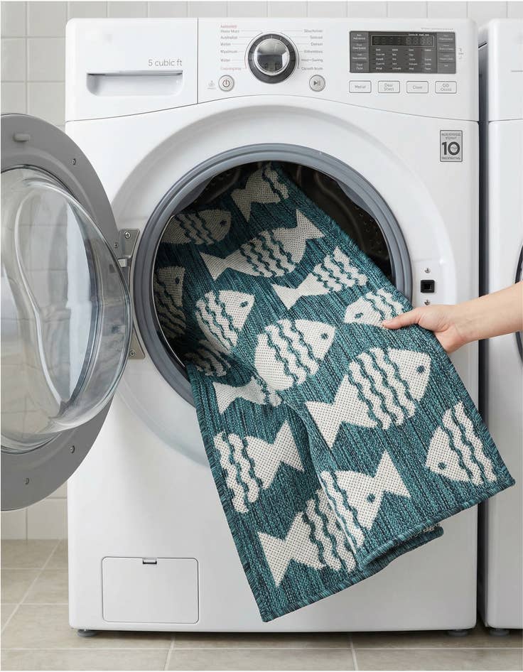 Detail image of 2' x 5' 3  Washable Coastal Indoor / Outdoor Runner Rug