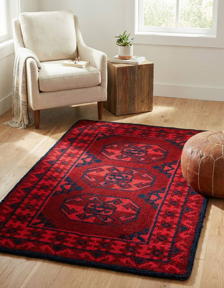 Detail image of  2' 7 x 4' 4  Hand Knotted Moroccan Wool Rug