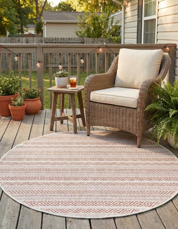 4' x 4' Easy-Clean Striped Indoor / Outdoor Round Rug