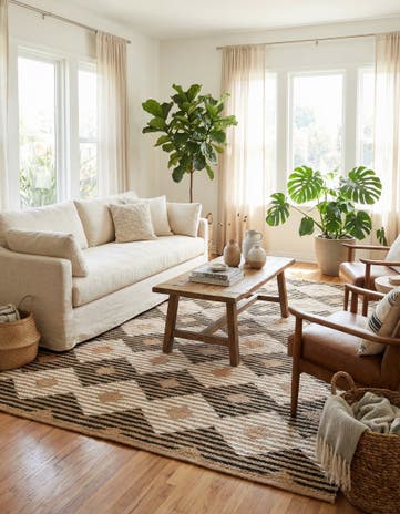 Natural Black Hand Woven Chindi Jute Rug