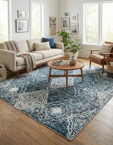 Navy Blue Kamala Washable Square Rug