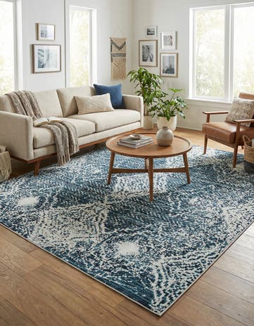 Navy Blue Kamala Washable Square Rug