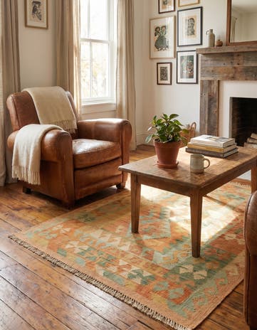 3' 2 x 5' Hand Woven Kilim Waziri Wool Rug