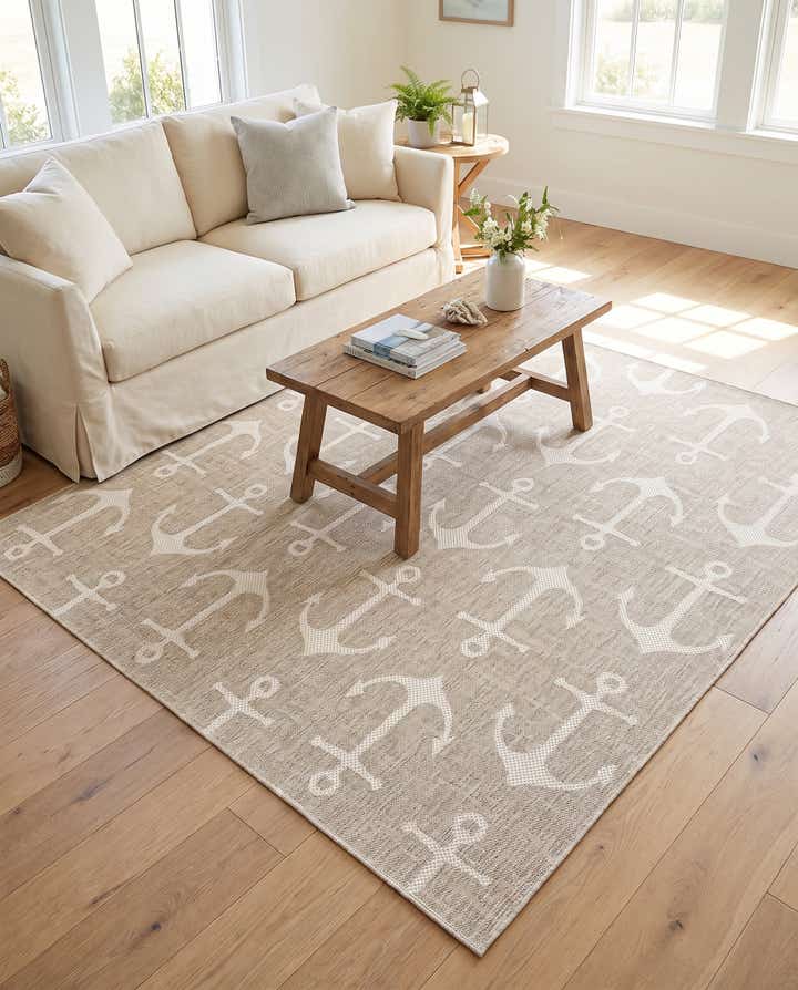 7' 10 x 7' 10 Easy-Clean Coastal Indoor / Outdoor Square Rug
