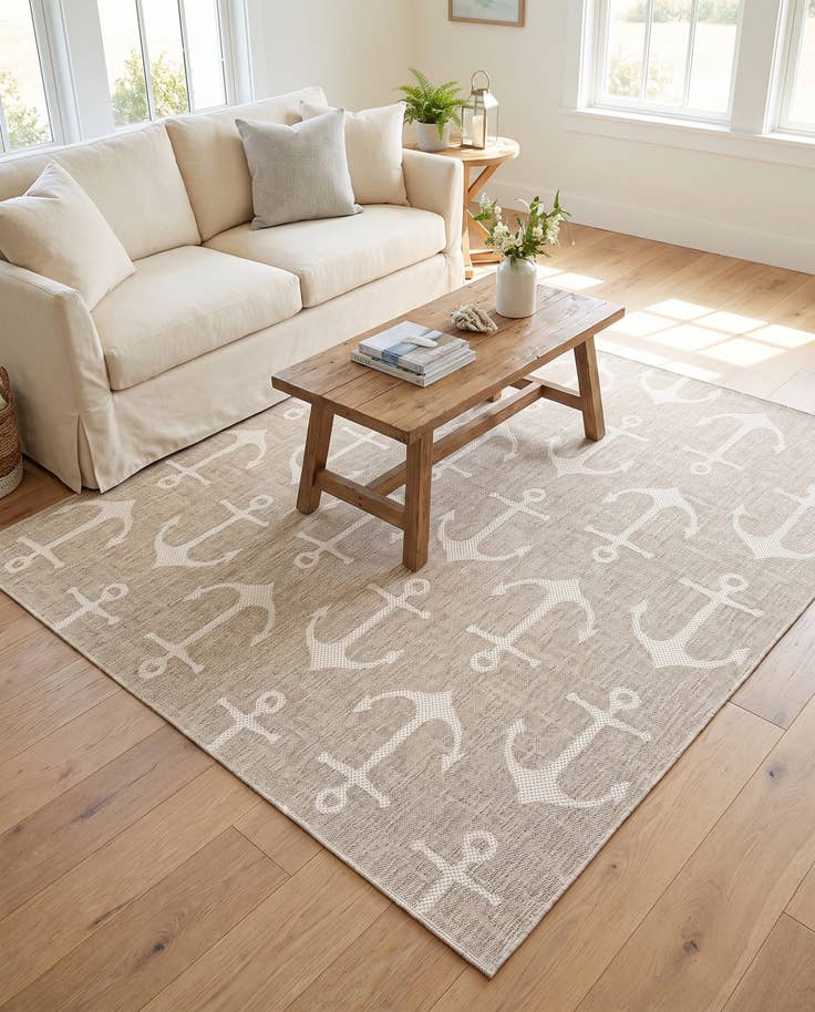 Detail image of 7' 10 x 7' 10 Easy-Clean Coastal Indoor / Outdoor Square Rug