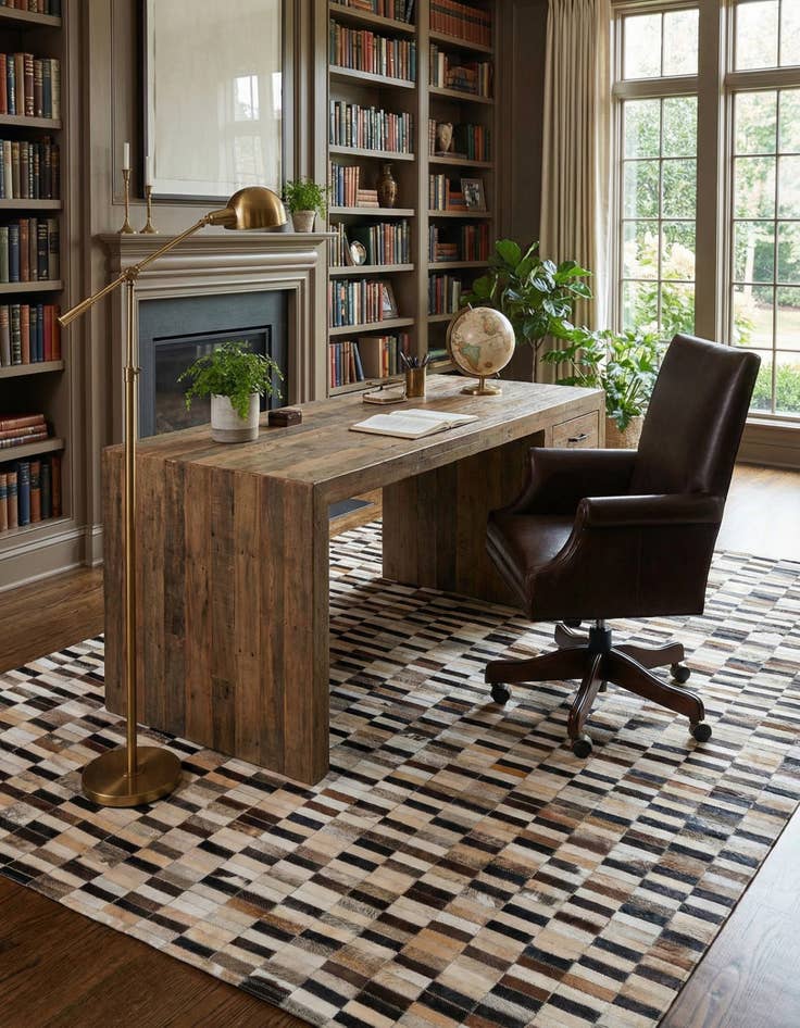 Detail image of 5' x 7' 10 Cowhide Leather Rug