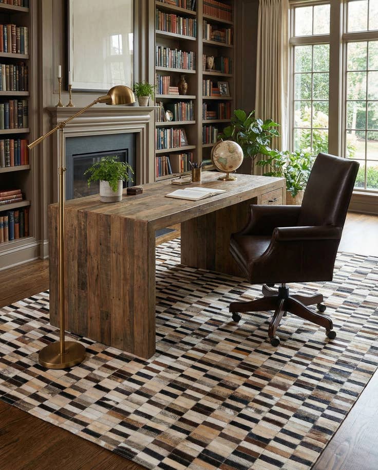 Detail image of 5' x 7' 10 Cowhide Leather Rug