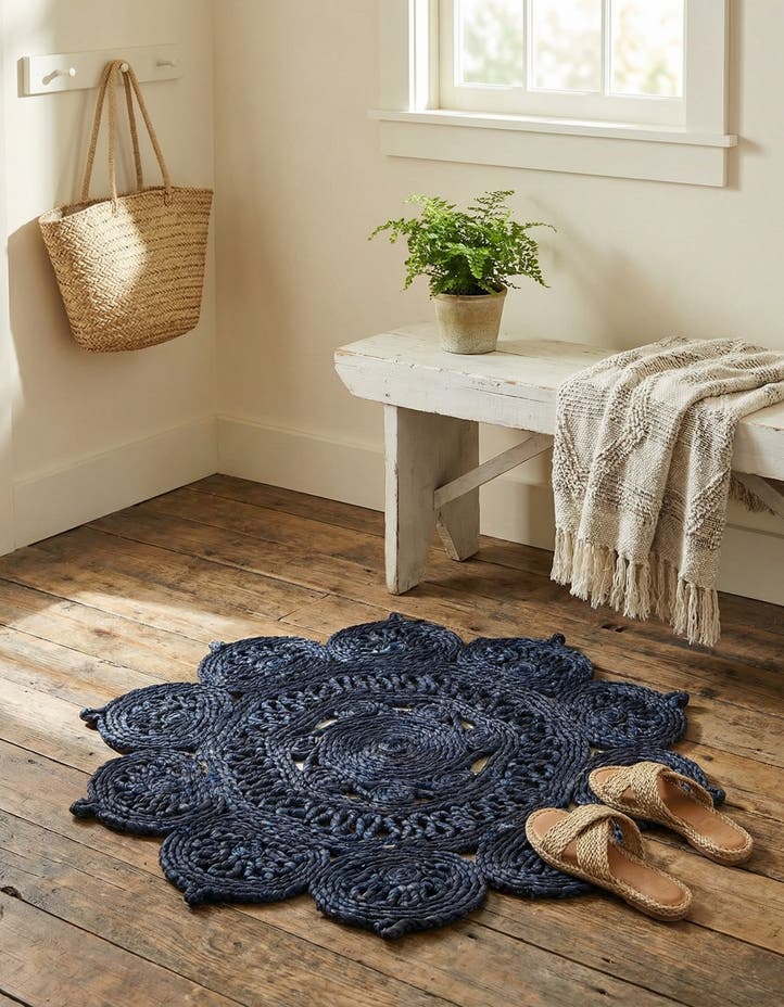 2' x 2' Handmade Braided Jute Round Rug