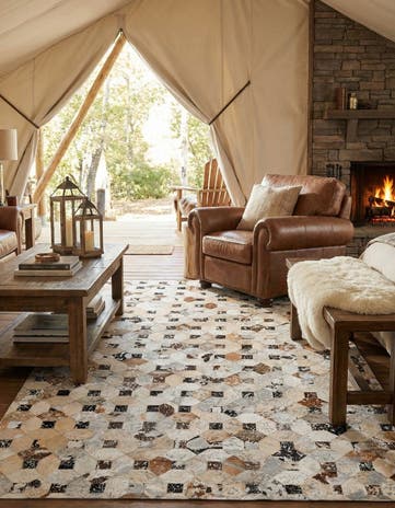 5' x 7' 10 Cowhide Leather Rug