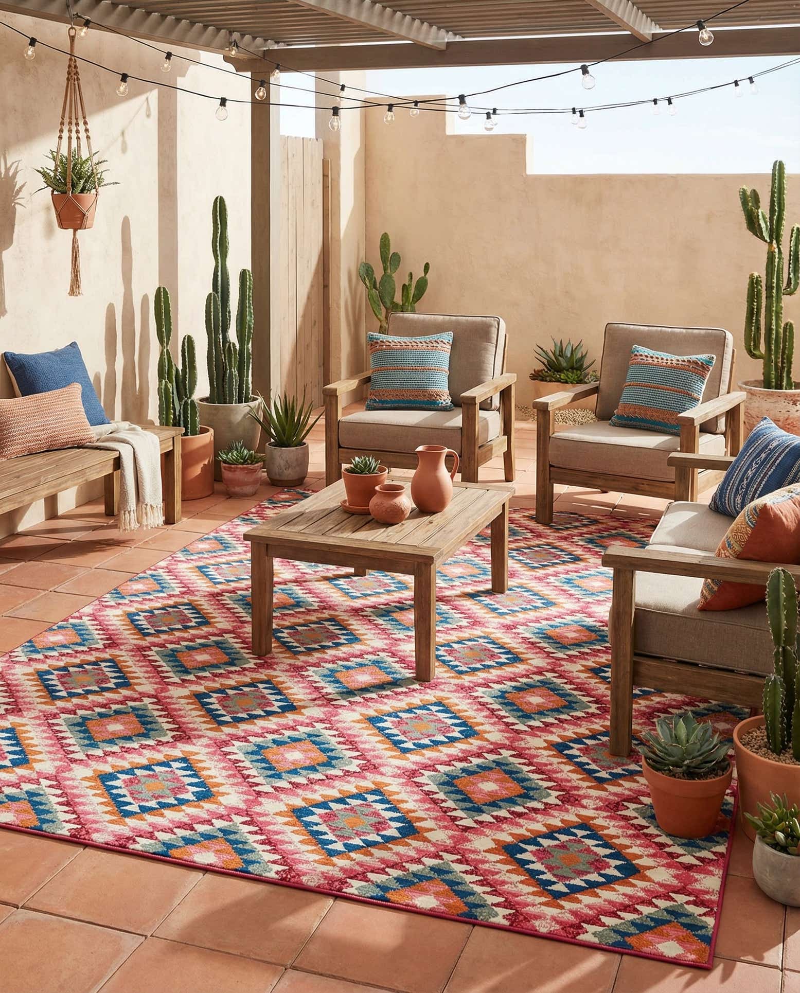 10' x 12' Easy-Clean Southwestern Indoor / Outdoor Rug