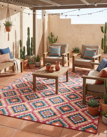 10' x 12' Easy-Clean Southwestern Indoor / Outdoor Rug