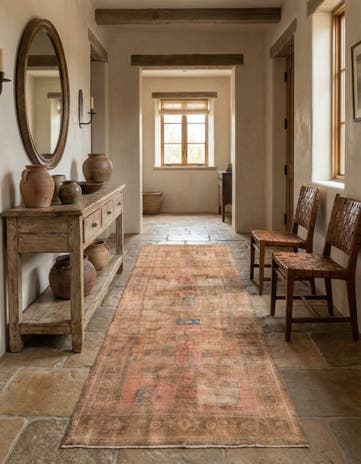 4' 6 x 9' 9 Hand Knotted Ultra Vintage Persian Wool Runner Rug