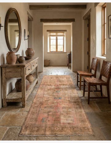 4' 6 x 9' 9 Hand Knotted Ultra Vintage Persian Wool Runner Rug