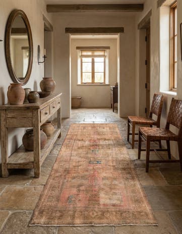 4' 6 x 9' 9 Hand Knotted Ultra Vintage Persian Wool Runner Rug