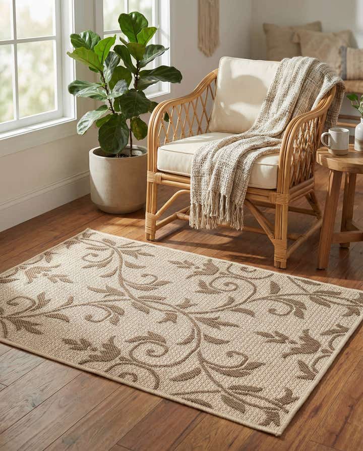 2' 2 x 3' Easy-Clean Botanical Indoor / Outdoor Rug