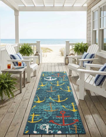 2' 7 x 10' Easy-Clean Coastal Indoor / Outdoor Runner Rug