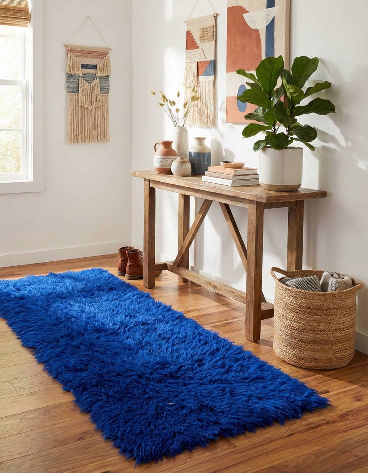 Detail image of  2' 4 x 4' 7  Hand Knotted Moroccan Wool Runner Rug